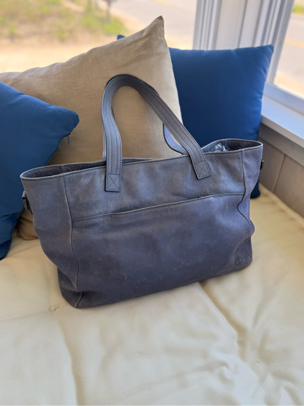 Timberland Soft Leather Tote Bag in Denim Blue - Women Bags